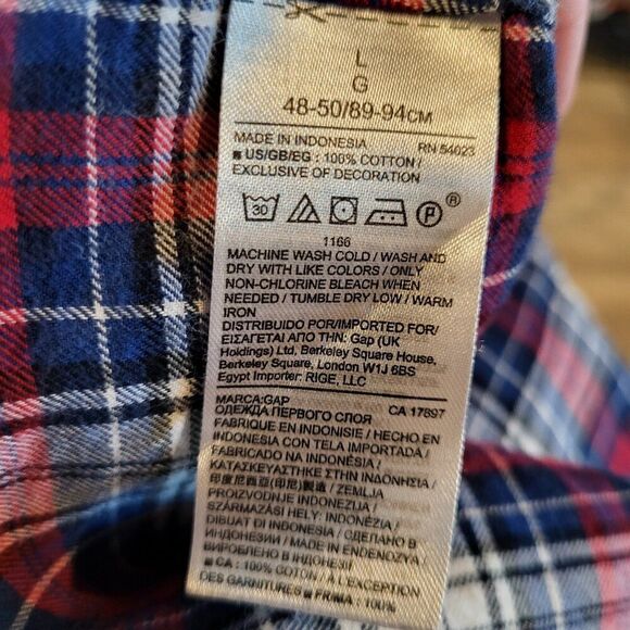 GAP Classic Fit Button Up Light Weight Flannel Plaid Shirt Mens Size Large - Picture 3 of 8